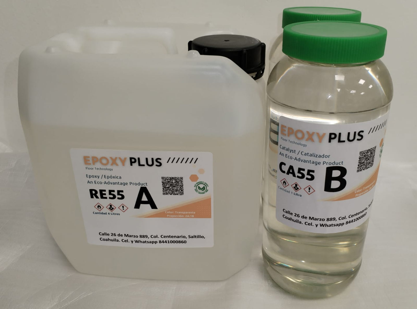 Kit Epoxy Plus RE55 para acabado, transparente de 6 litros